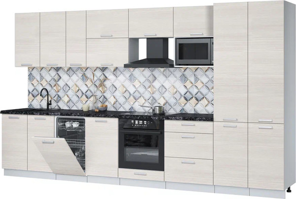 Изображение товара Кухонный гарнитур Интерлиния Мила Лайт 3.7-ПМ4 (вудлайн кремовый/вудлайн кремовый/кастилло темный)