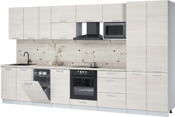 Изображение товара Кухонный гарнитур Интерлиния Мила Лайт 3.7-ПМ4  (вудлайн кремовый/вудлайн кремовый/бискайская сосна)