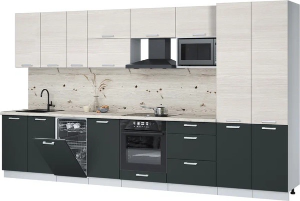 Изображение товара Кухонный гарнитур Интерлиния Мила Лайт 3.7-ПМ4 (вудлайн кремовый/антрацит/бискайская сосна)