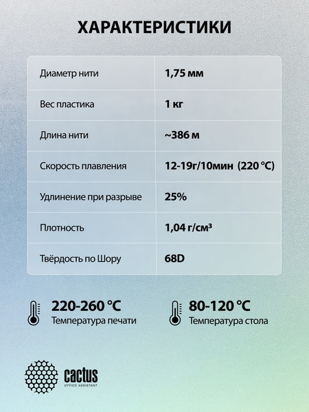 Изображение товара Пластик для 3D-печати Cactus CS-3D-ABS-1KG-L-GN