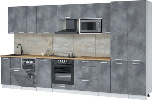 Изображение товара Кухонный гарнитур Интерлиния Мила Лайт 3.8-ПМ4  (бетон портленд/бетон портленд/дуб бунратти)