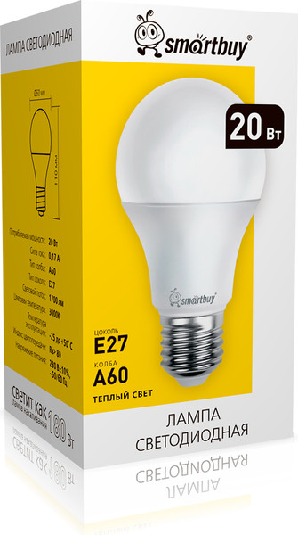 Изображение товара Лампа SmartBuy SBL-A60-20-30K-E27