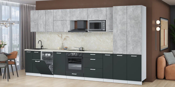 Изображение товара Кухонный гарнитур Интерлиния Мила Лайт 3.8-ПМ4  (бетон/антрацит/опал светлый)