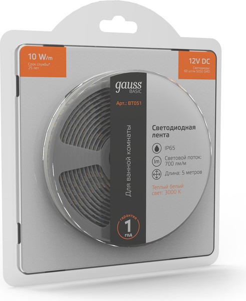 Изображение товара Светодиодная лента Gauss Basic BT051