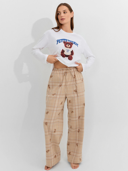 Изображение товара Пижама Mark Formelle 592625 (р.170-84-90, белый/клетка с мишки на песочном)