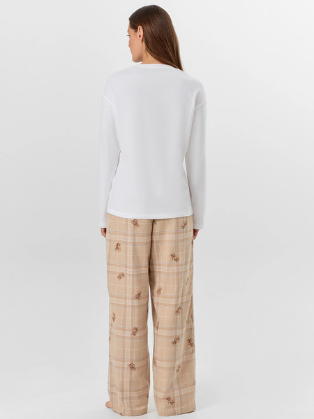 Изображение товара Пижама Mark Formelle 592625 (р.170-104-110, белый/клетка с мишки на песочном)