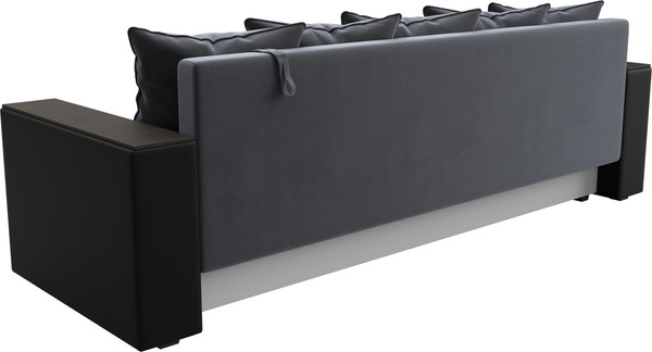 Изображение товара Диван Лига Диванов Дубай Лайт полки слева / 114378L (велюр серый/экокожа черный)