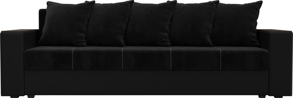 Изображение товара Диван Лига Диванов Дубай Лайт полки слева / 114428L ( велюр черный/экокожа черный)