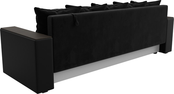 Изображение товара Диван Лига Диванов Дубай Лайт полки слева / 114428L ( велюр черный/экокожа черный)