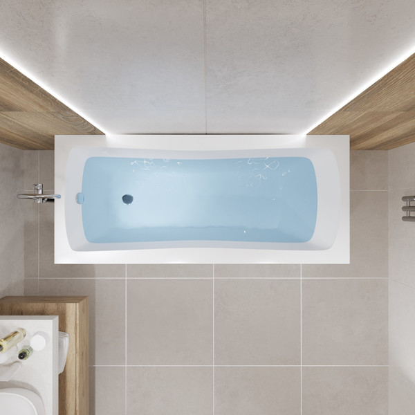 Изображение товара Ванна акриловая Lauter Bianca 150 / 21207150 (с ножками, лицевым экраном белого цвета и сифоном 21Y11020 хром)