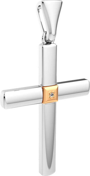 Изображение товара Крестик из серебра ZORKA 04D0011.G14K (с золотой вставкой и бриллиантом)