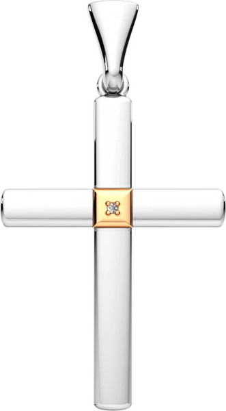 Изображение товара Крестик из серебра ZORKA 04D0011.G14K (с золотой вставкой и бриллиантом)
