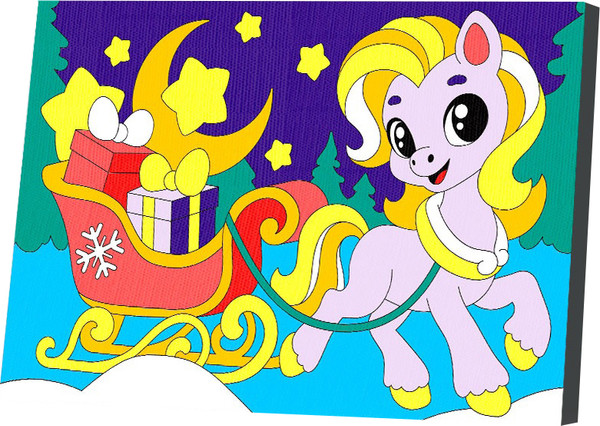 Изображение товара Картина по номерам Школа талантов Лошадка с подарками / 10892896