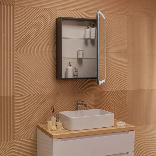 Изображение товара Шкаф с зеркалом для ванной Silver Mirrors Фиджи-Антрацит Flip 60 ИК / LED-00003042