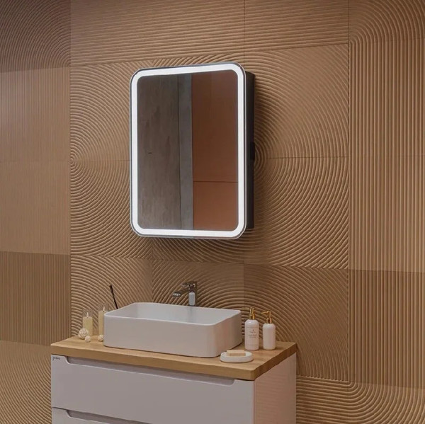 Изображение товара Шкаф с зеркалом для ванной Silver Mirrors Фиджи-Антрацит Flip 60 ИК / LED-00003042