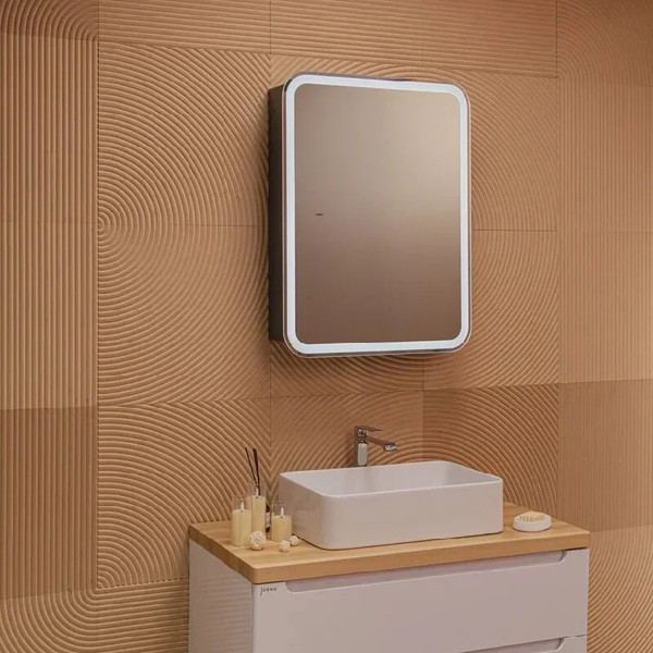 Изображение товара Шкаф с зеркалом для ванной Silver Mirrors Фиджи-Антрацит Flip 60 ИК / LED-00003042