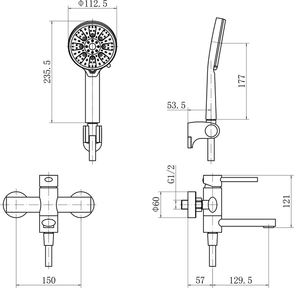 Изображение товара Душевой гарнитур со смесителем Fashun A53034-17