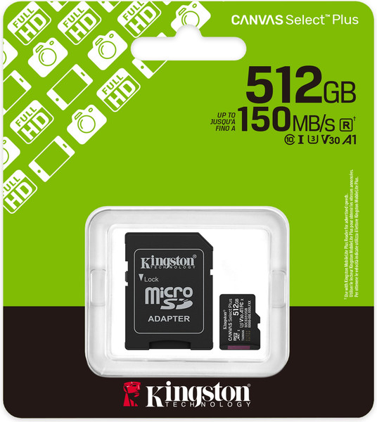 Изображение товара Карта памяти Kingston Canvas Select Plus MicroSDXC SDCS3/512GB (с адаптером)