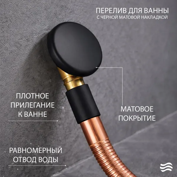 Изображение товара Ванна акриловая Lauter Bianca 170 / 21207170 (с ножками, лицевым экраном черного цвета и сифоном 21Y11021 матовый черный)