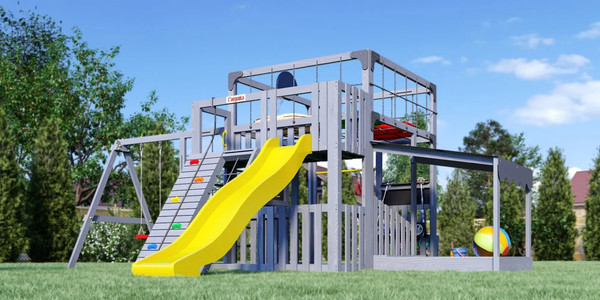 Изображение товара Игровой комплекс Савушка Куб–5 с подушками / С-КУБ-05-С-ПДШ (серый)