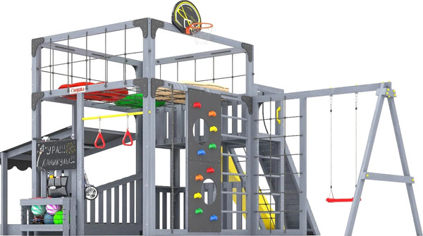 Изображение товара Игровой комплекс Савушка Куб–5 с подушками / С-КУБ-05-С-ПДШ (серый)