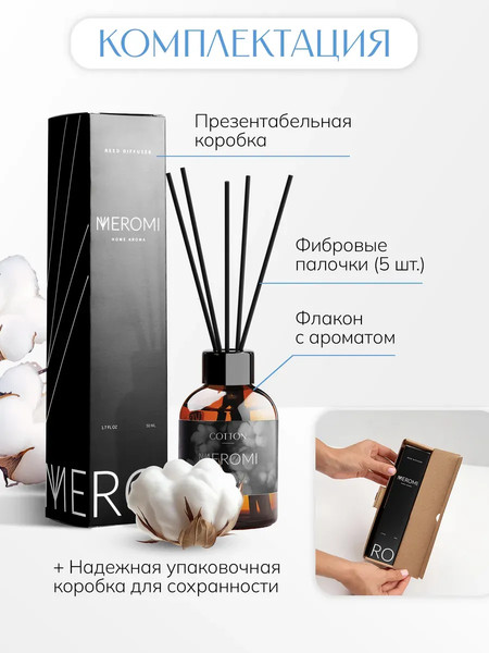 Изображение товара Аромадиффузор MYMEROMI Хлопок (50мл)