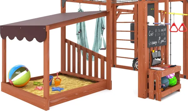 Изображение товара Игровой комплекс Савушка Куб–4 с гамаком для йоги / С-КУБ-04-МХГ-ГМК (махагон)