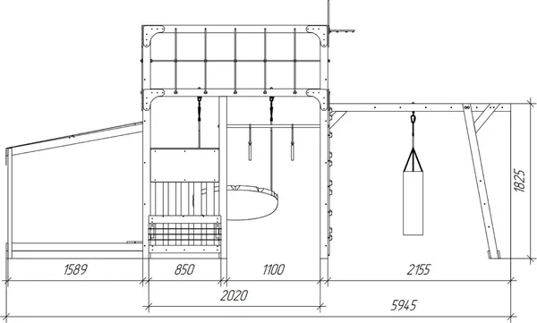 Изображение товара Игровой комплекс Савушка Куб–4 с гамаком для йоги / С-КУБ-04-МХГ-ГМК (махагон)