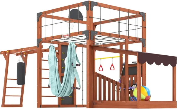 Изображение товара Игровой комплекс Савушка Куб–4 с гамаком для йоги / С-КУБ-04-МХГ-ГМК (махагон)