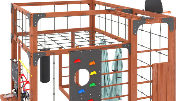 Изображение товара Игровой комплекс Савушка Куб–2 с гамаком для йоги /  С-КУБ-02-МХГ-ГМК (махагон)