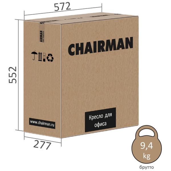 Изображение товара Кресло офисное Chairman 033 (ткань T-55 серый)