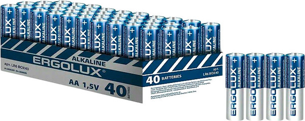 Изображение товара Комплект батареек Ergolux LR6 Alkaline Promo BOX40 1.5В