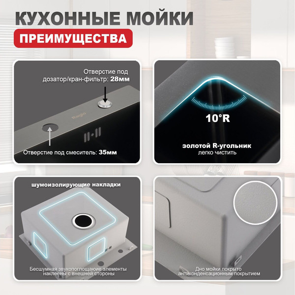 Изображение товара Мойка кухонная Raglo R700.5050.09