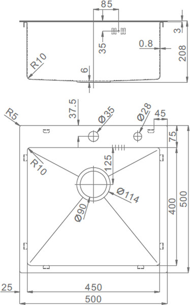 Изображение товара Мойка кухонная Raglo R700.5050.09