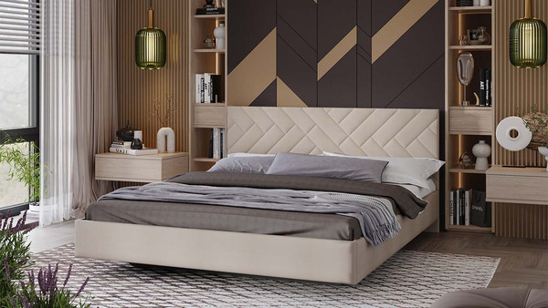 Изображение товара Двуспальная кровать ТриЯ Кевия Тип 1 180x200 (велюр Confetti Cream)