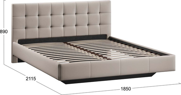 Изображение товара Двуспальная кровать ТриЯ Эмма Тип 1 180x200 (велюр Confetti Smoke)