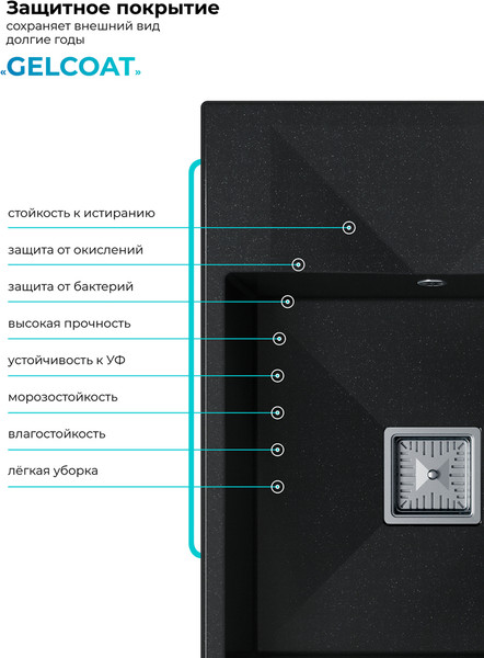 Изображение товара Мойка кухонная Polygran Blade 660 (космос)