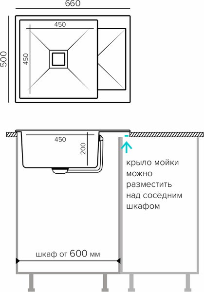 Изображение товара Мойка кухонная Polygran Blade 660 (серый)