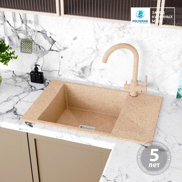 Изображение товара Мойка кухонная Polygran Blade 760 (песочный)