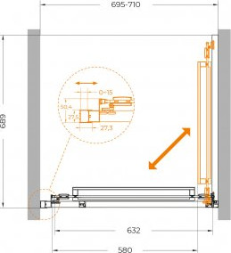 Изображение товара Душевая дверь Cezares LUX-B-FS-1-70-C-CR