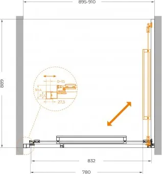 Изображение товара Душевая дверь Cezares LUX-B-FS-1-90-C-CR