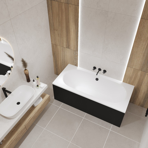 Изображение товара Ванна акриловая Lauter Ava 160 / 21208060 (с каркасом и сифоном 21Y11021 матовый черный)