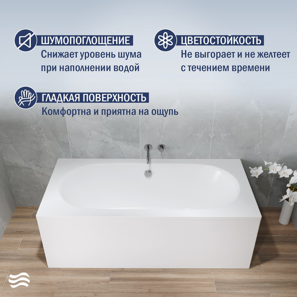 Изображение товара Ванна акриловая Lauter Ava 170 / 21208070 (с ножками и сифоном 21Y31002 белый)