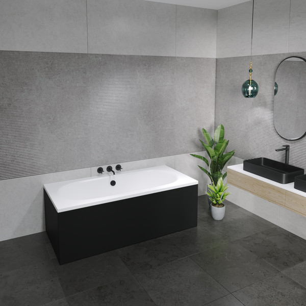 Изображение товара Ванна акриловая Lauter Ava 170 / 21208070 (с ножками, лицевым экраном черного цвета и сифоном 21Y31001 матовый черный)