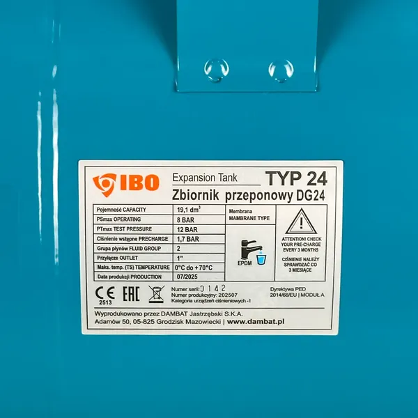 Изображение товара Гидроаккумулятор IBO Мембранный (24л)