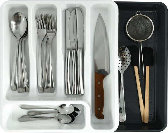 Изображение товара Органайзер для столовых приборов Мультидом 33х29.5х5.3см NEW / 740 618 (белый/серый)