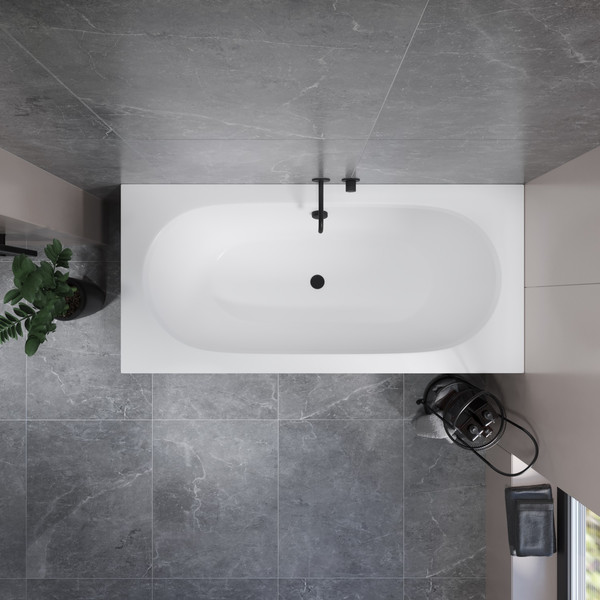 Изображение товара Ванна акриловая Lauter Ava 170 / 21208070 (с каркасом, лицевым экраном черного цвета и сифоном 21Y11021 матовый черный)