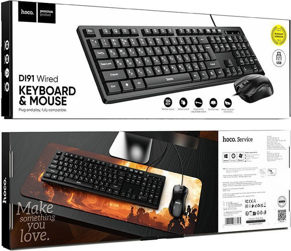Изображение товара Комплект клавиатура и мышь Hoco DI91 (черный)