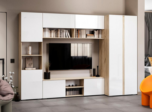 Изображение товара Тумба Woodville ТВ Алетра ТБ01-1600  (дуб крафт серый/глянец белый)