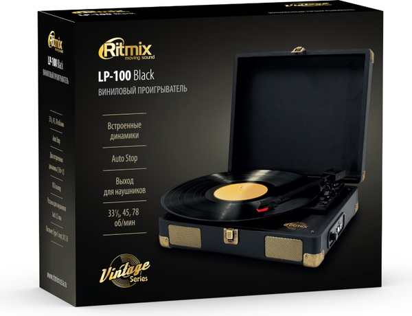 Изображение товара Проигрыватель виниловых пластинок Ritmix LP-100 (черный)